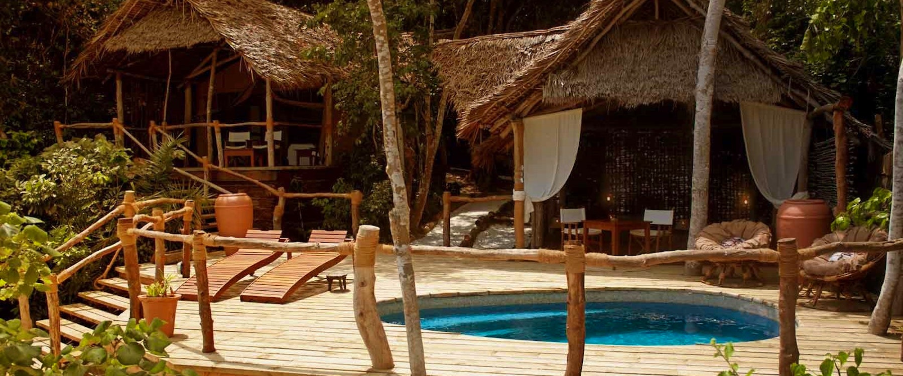 Private deck area in suite at Fundu Lagoon