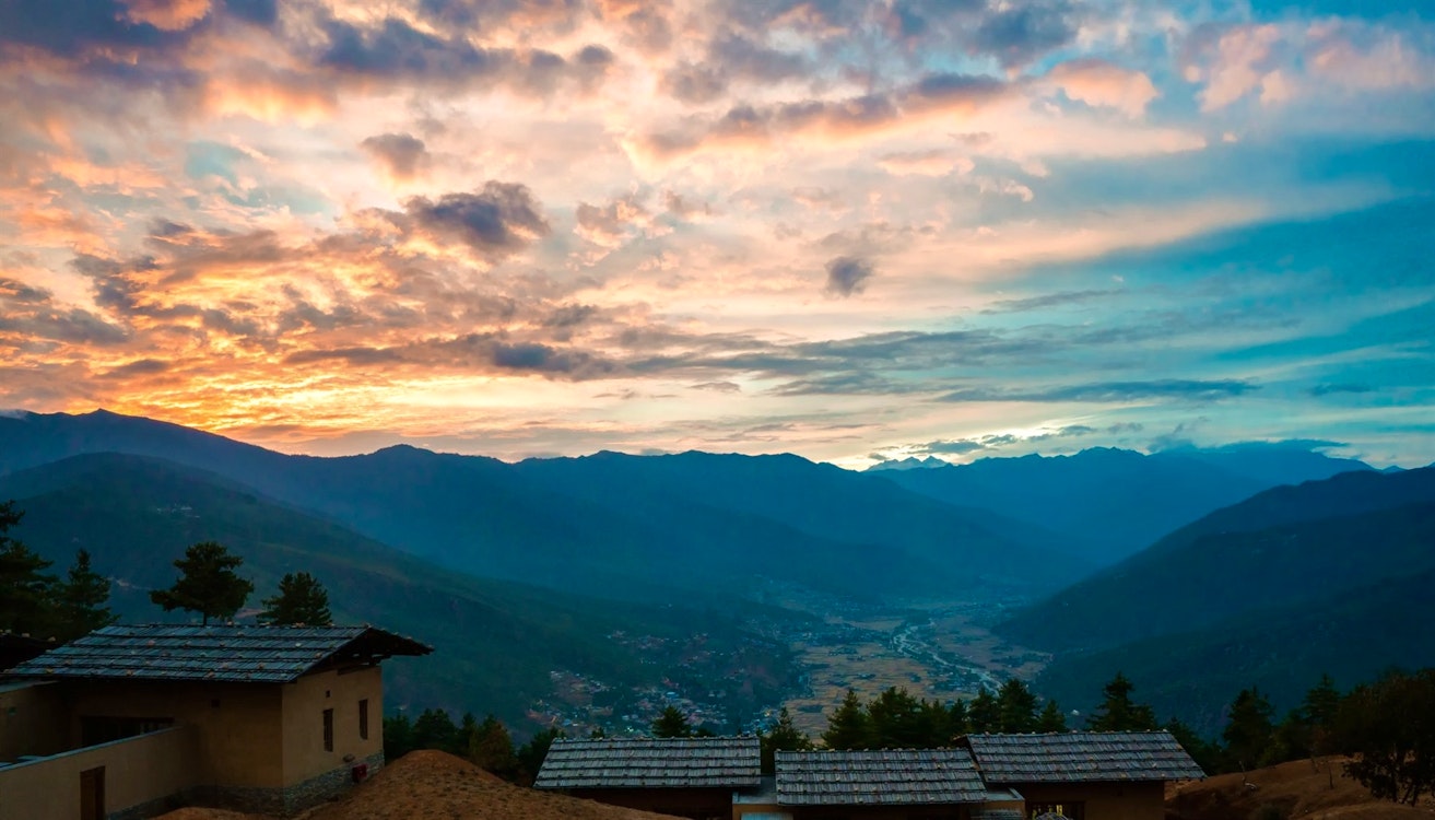 View at Sunset, Six Senses Paro, Bhutan