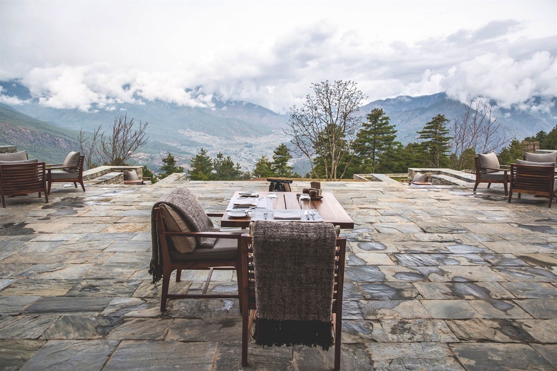 Living Room Terrace, Six Senses Paro, Bhutan