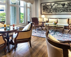 The straits club lounge area at The Fullerton Singapore