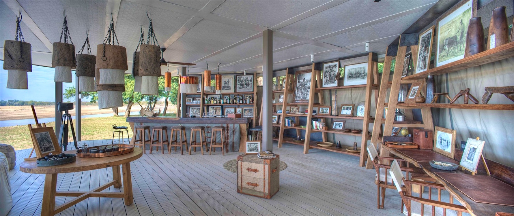 Art and Bar at Time + Tide Chinzombo, South Luangwa Safari, Zambia, Africa