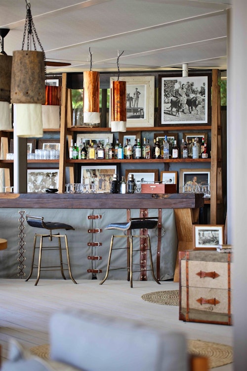 Bar at Time + Tide Chinzombo, South Luangwa Safari, Zambia, Africa