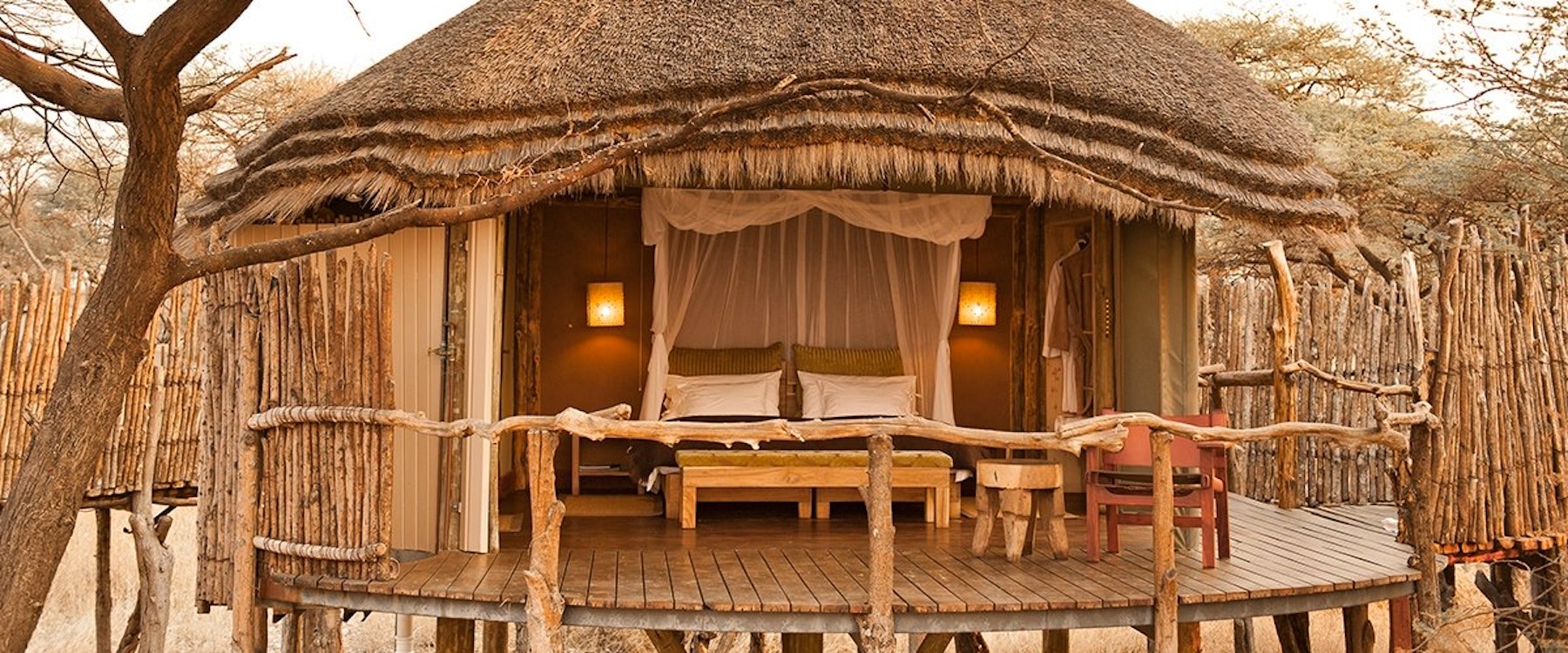 Bedroom in Tree Top Camp at Onguma Private Game Reserve