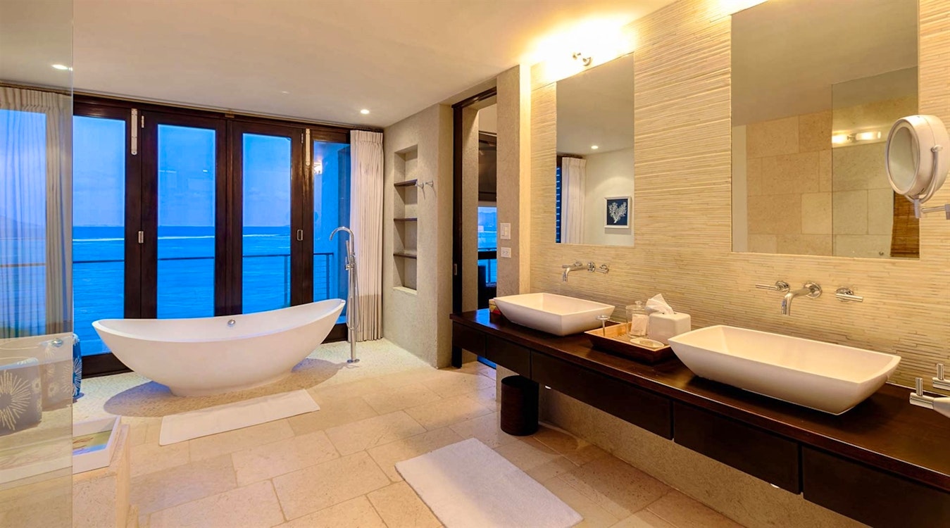 bathroom at triton villa at kamique anguilla