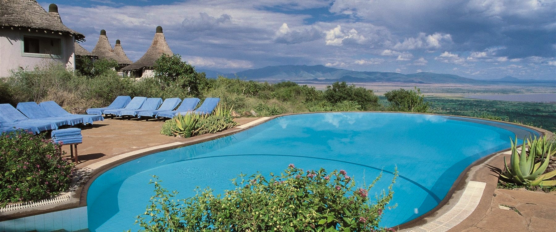 Swimming pool area at Lake Manyara Serena Safari Lodge