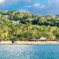 View from the sea to East Winds, St Lucia