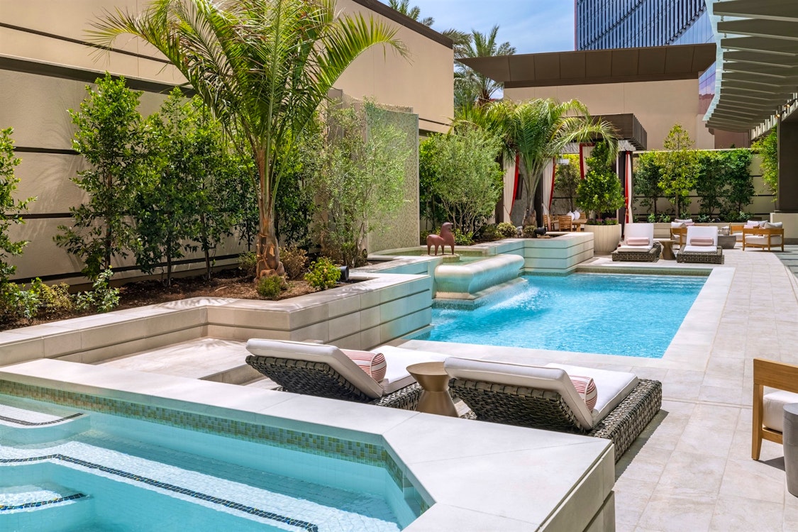 Private pool of two-bedroom pool villa at Crockfords Las Vegas