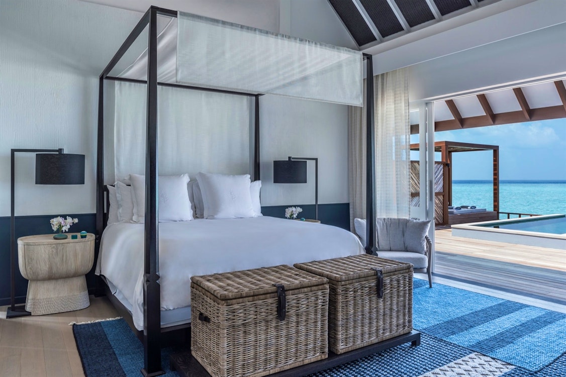 water villa with pool sunrise or sunset