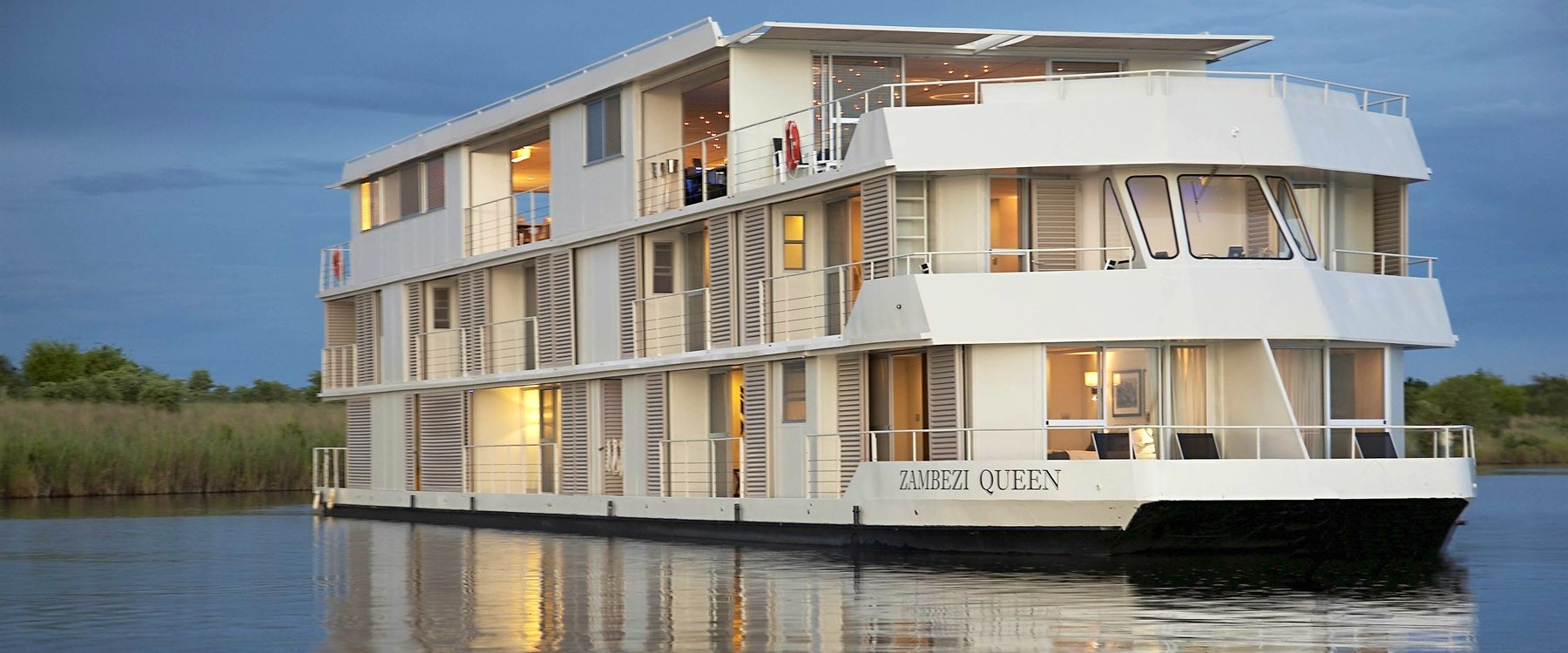 Zambezi Queen cruising along the river