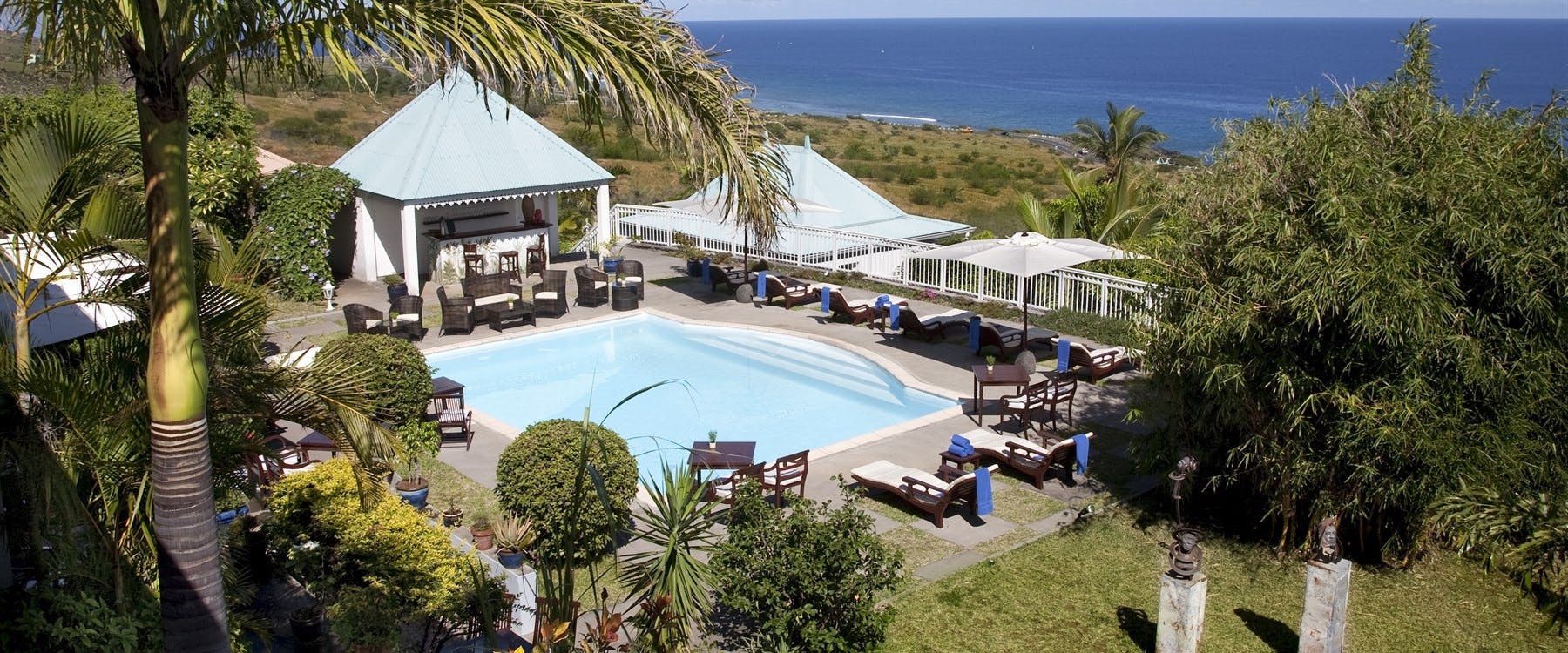 Pool area at Blue Margouillat Seaview Hotel, Reunion Island 