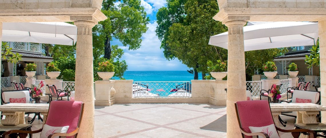 picturesque view from the reception at sandy lane barbados