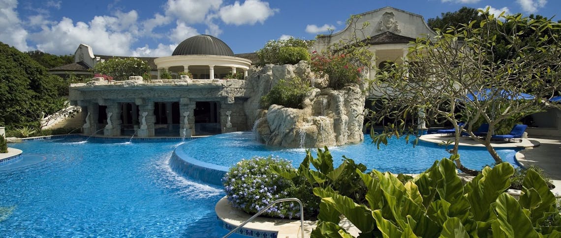 Stunning pool area at Sandy Lane, Barbados