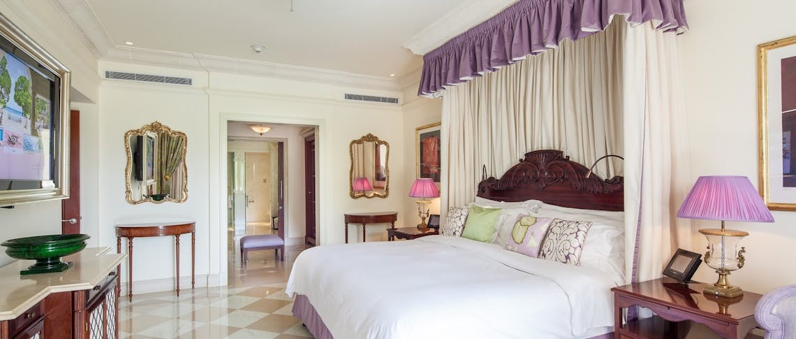 Main bedroom within the penthouse at Sandy Lane, Barbados