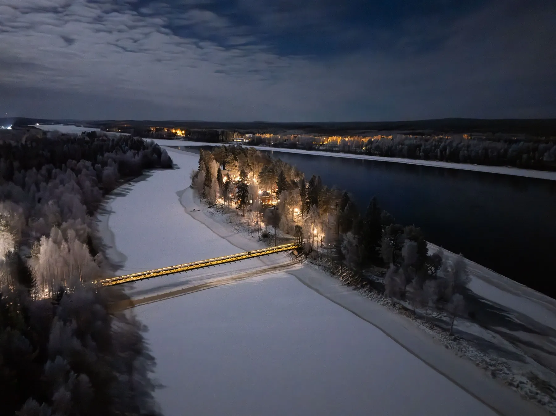 Aino Private Island Hotel at night
