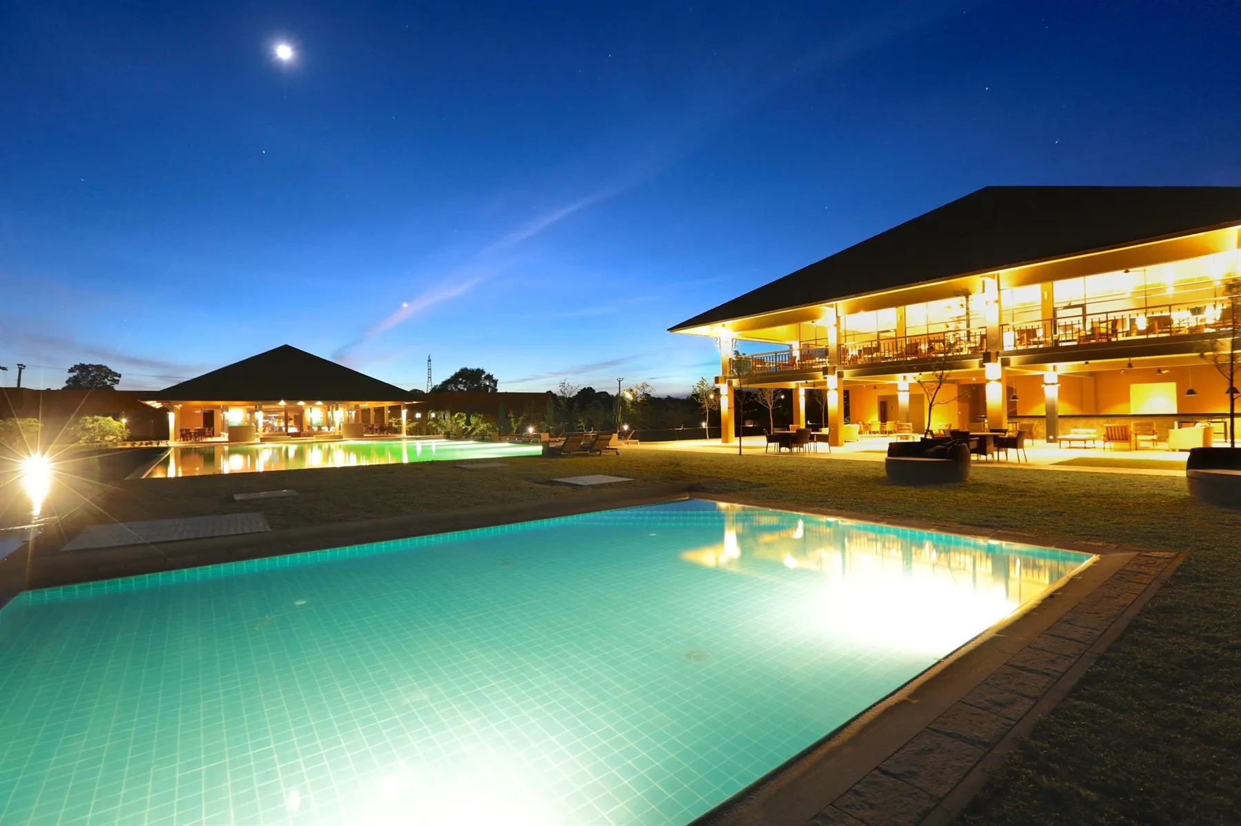 Night View Of Swimming Pool, Water Garden, Sigiriya, Sri Lanka