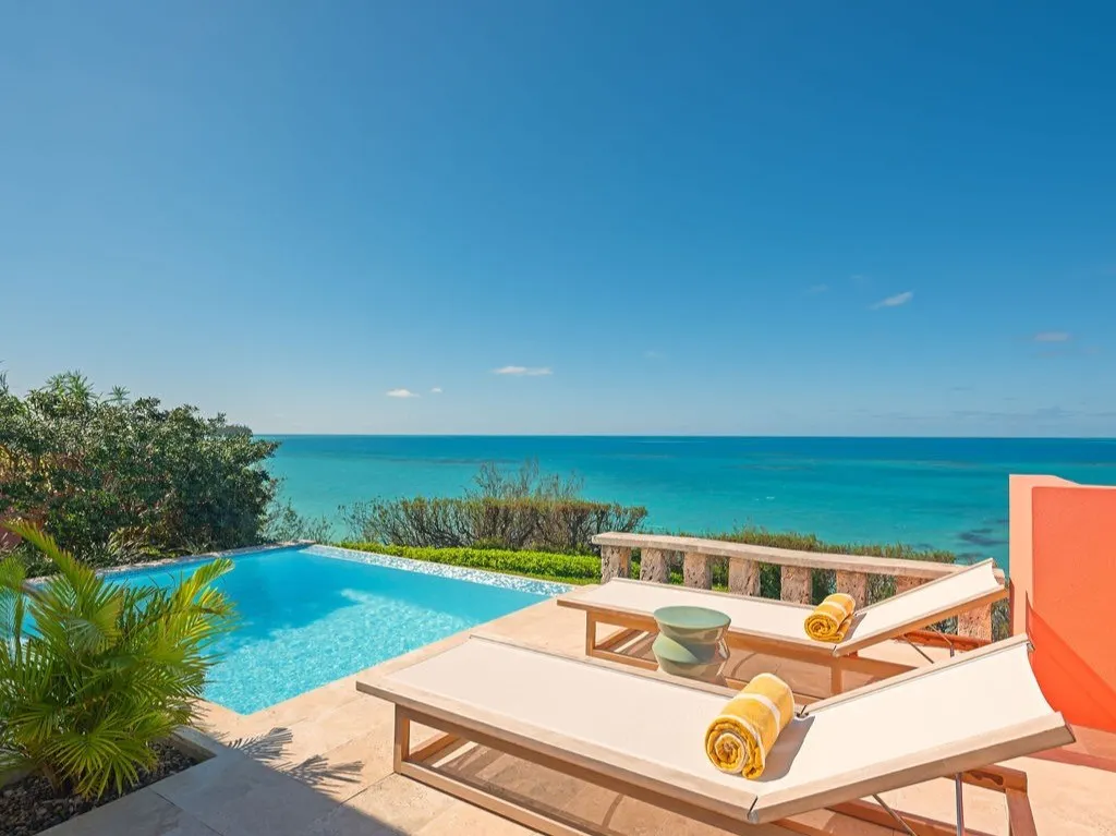 private pool water view cottage