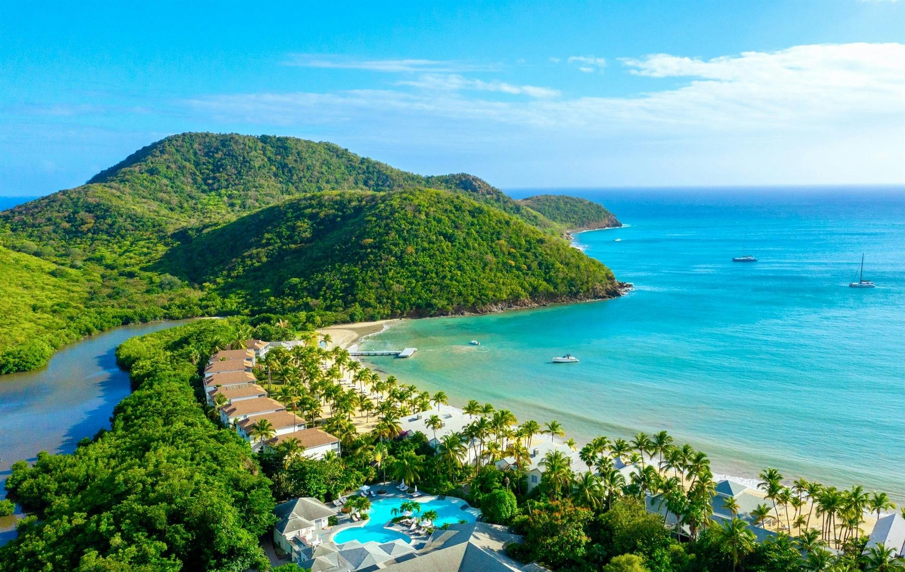 aerial of carlisle bay  antigua 