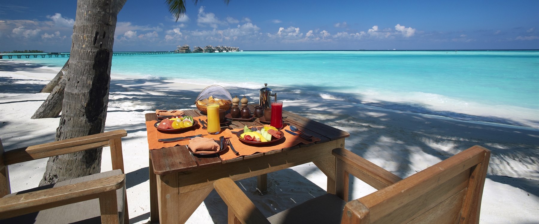 Breakfast by the beach at Gili Lankanfushi, Maldives