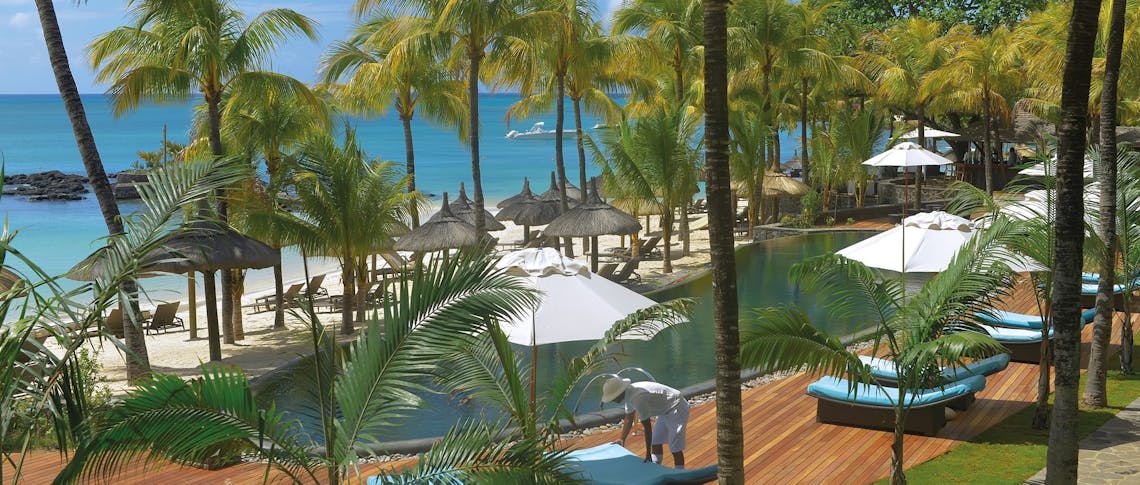 Sun loungers at Royal Palm Beachcomber Luxury, Mauritius