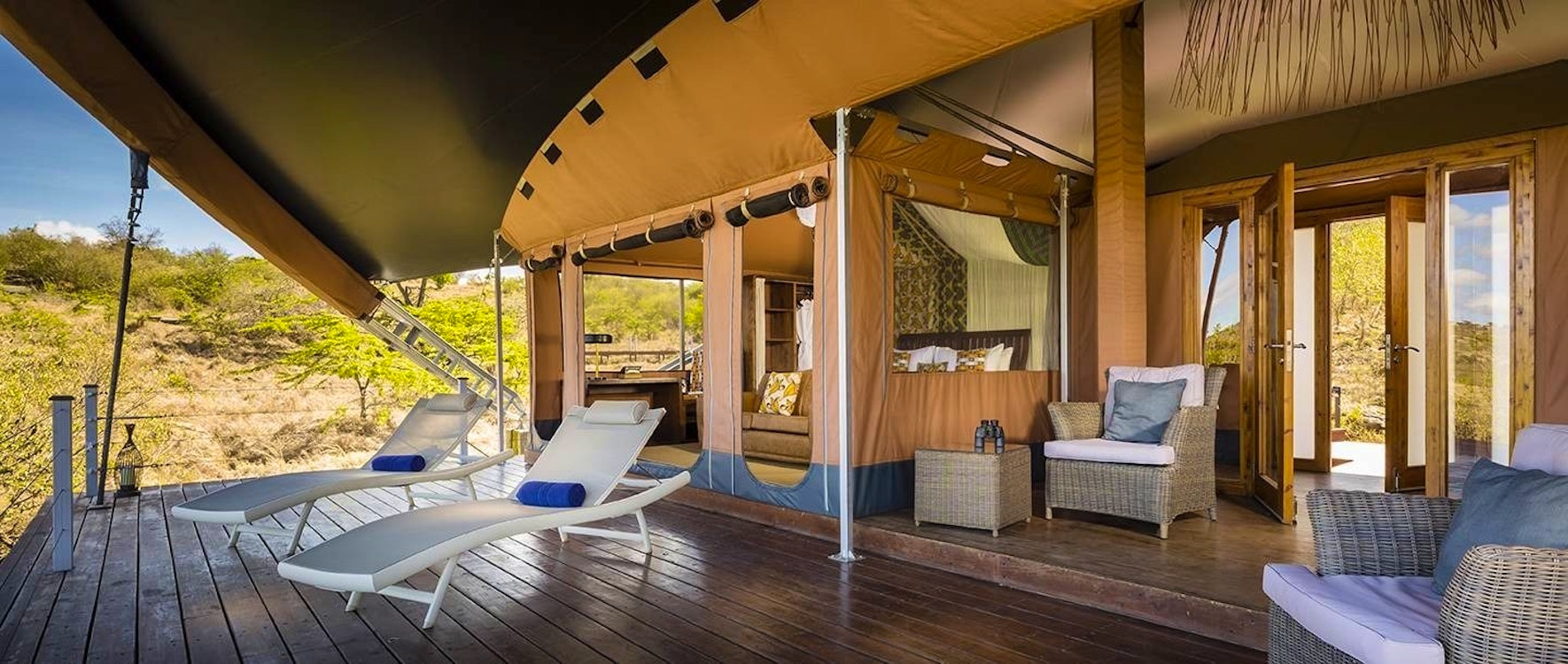 luxury tented suite bathroom at mahali mzuri kenya