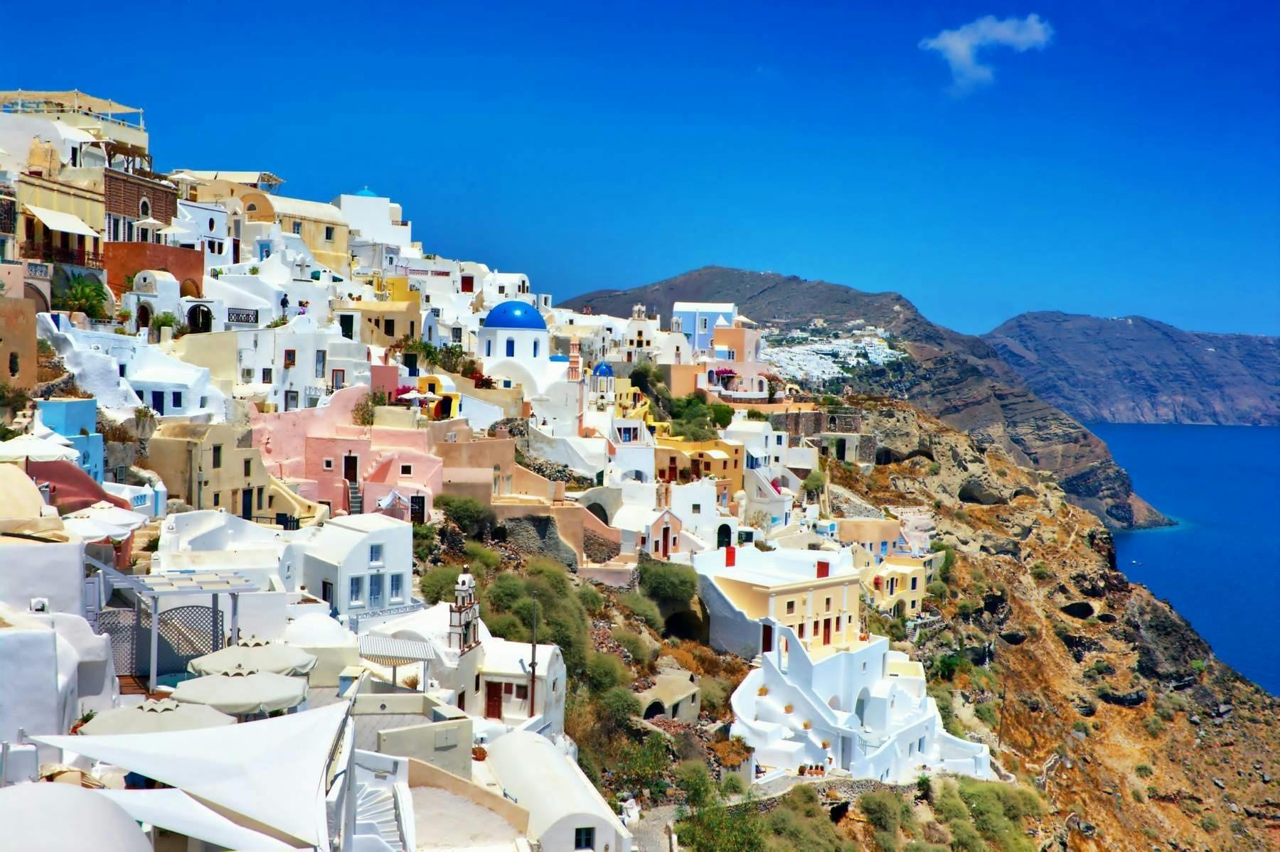 | Arrive in Santorini