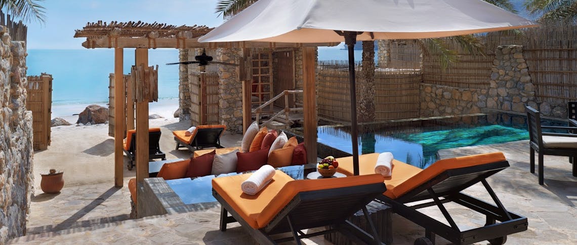 Pool villa beachfront at Six Senses Zighy Bay, Oman