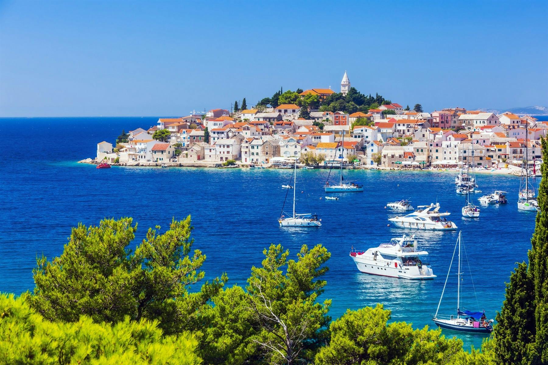 Primosten, Sibenik Knin County, Croatia. Resort town on the Adriatic coast.