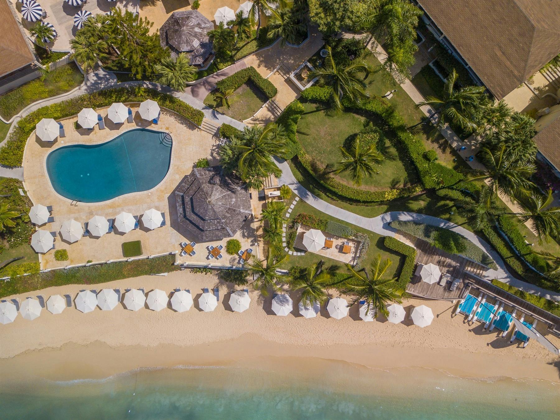 aerial view at blue waters antigua